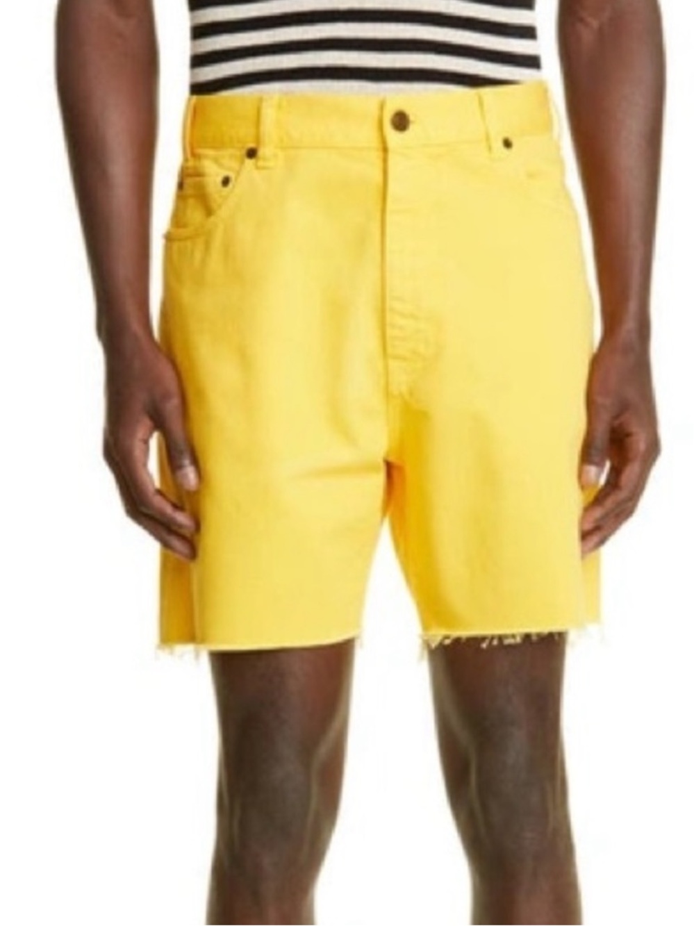 NEW Saint Laurent Men's Stonewash Denim Baggy Shorts in 7040 Bright Yellow 32 - Picture 6 of 6